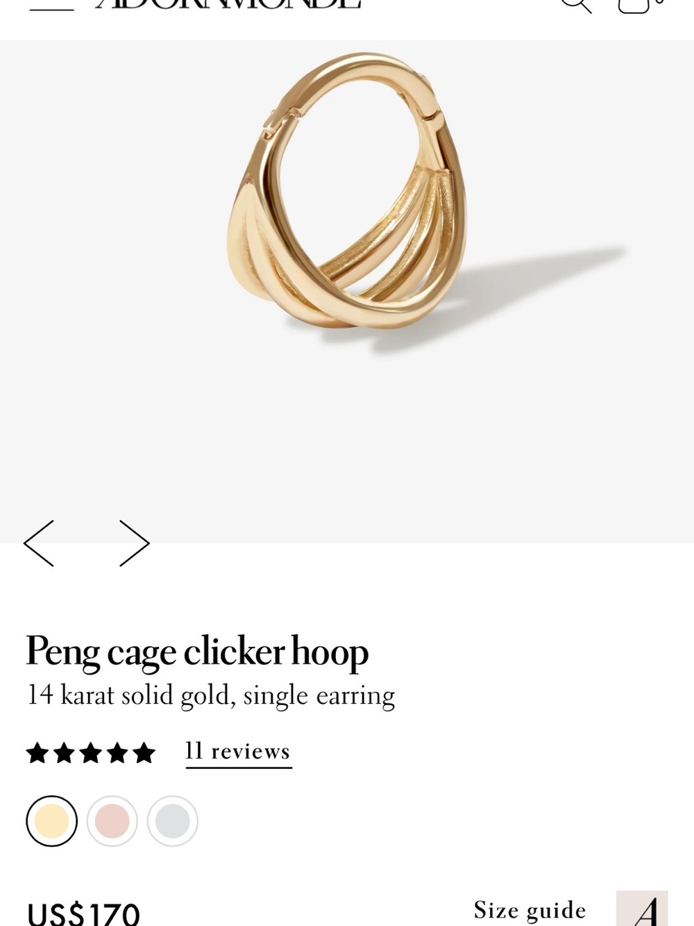 Adornmonde Peng Cage Clicker Hoop Earrings 14k Gold